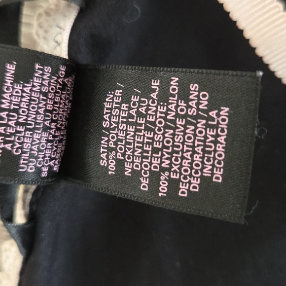 Vintage Y2K Victoria's Secret Elegant Black Satin Lace Trim Slip Chemise Dress - Picture 7 of 9